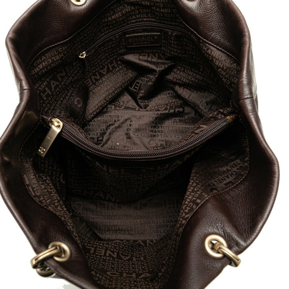 CHANEL Coco Mark Tote Bag Brown Caviar Skin Women's - Picture 5 of 8